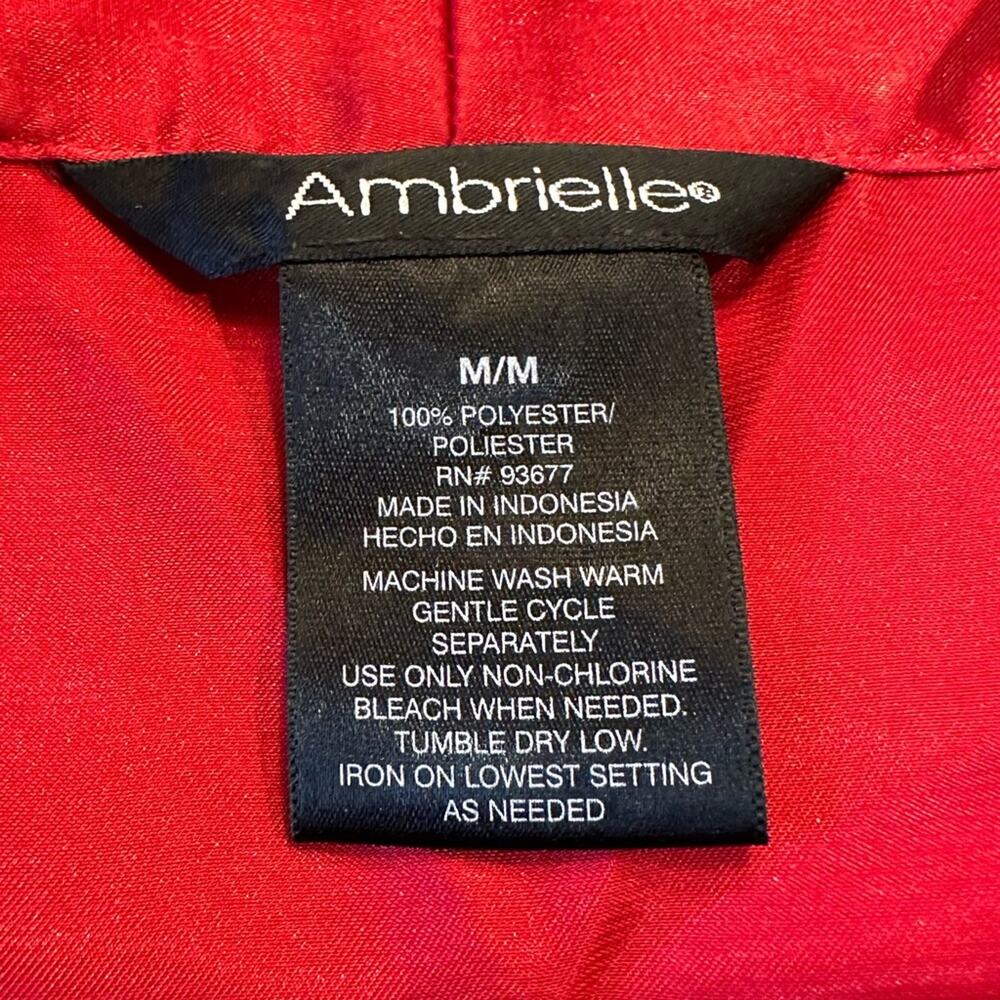 Ambrielle Womens Medium Red Satin Negligée 2 Piece Set Gown & Robe - Picture 5 of 13